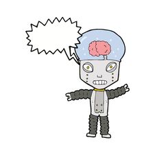 Free Cartoon Future Robot With Speech Bubble Stock Photo - 256785590