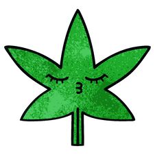 Retro Grunge Texture Cartoon Marijuana Leaf Royalty Free Stock Images