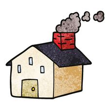 Cartoon Doodle House With Smoking Chimney Royalty Free Stock Photography