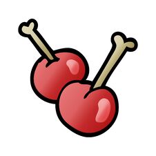 Cartoon Doodle Red Cherries Stock Images