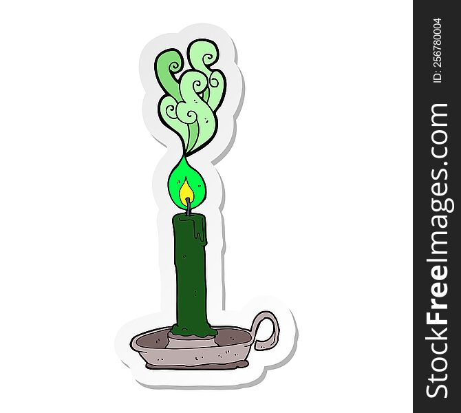 sticker of a cartoon spooky candle