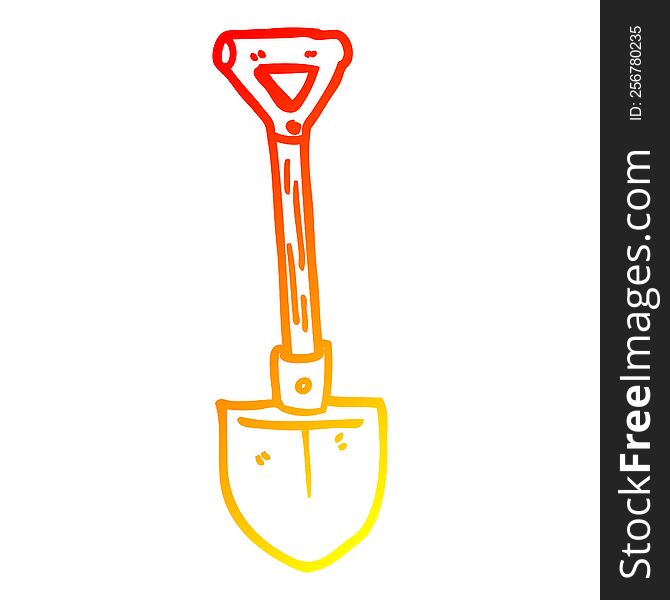 warm gradient line drawing of a cartoon shovel