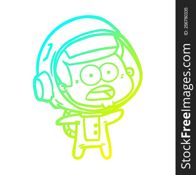 Cold Gradient Line Drawing Cartoon Surprised Astronaut