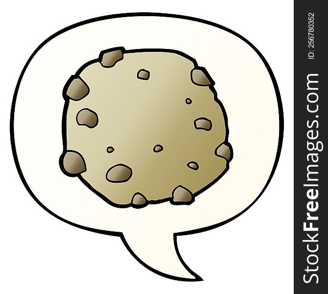 cartoon cookie with speech bubble in smooth gradient style