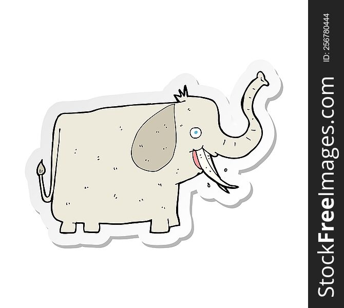 Sticker Of A Cartoon Happy Elephant