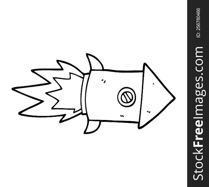 Line Drawing Cartoon Space Rocket