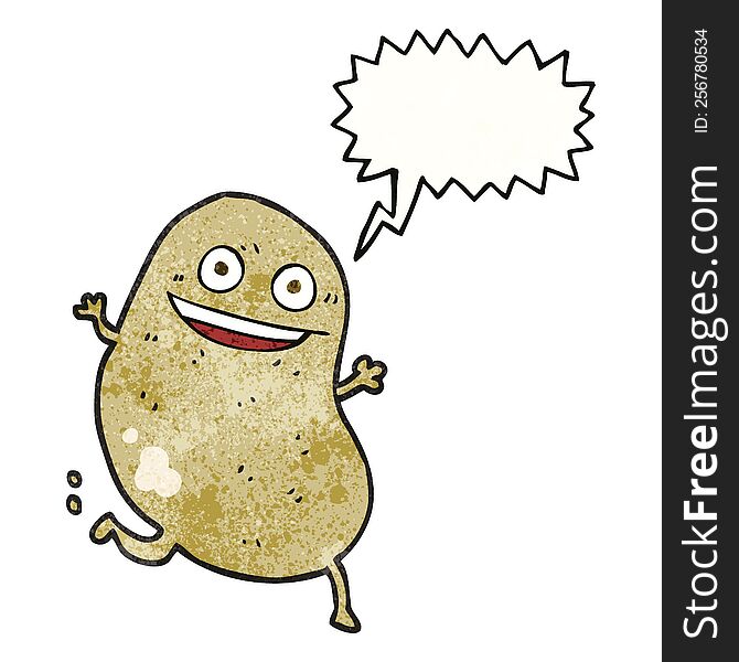 freehand drawn texture speech bubble cartoon potato running