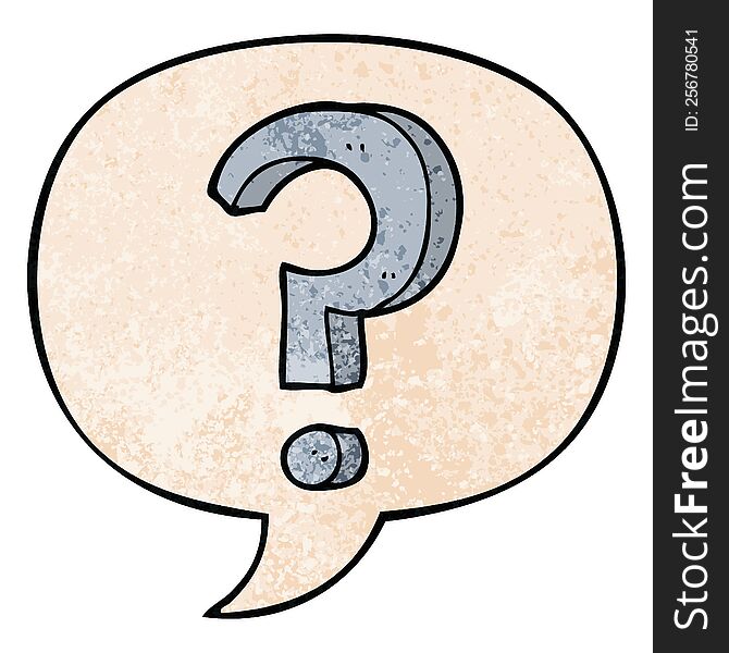 Cartoon Question Mark And Speech Bubble In Retro Texture Style