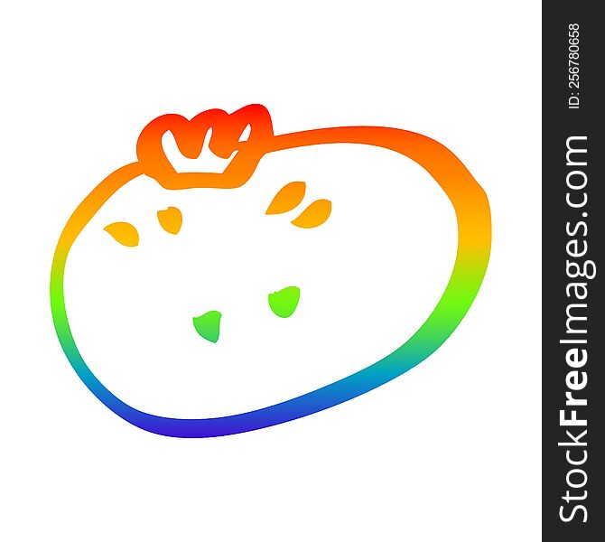 rainbow gradient line drawing of a cartoon citrus orange
