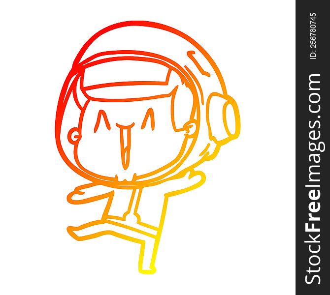 Warm Gradient Line Drawing Dancing Cartoon Astronaut