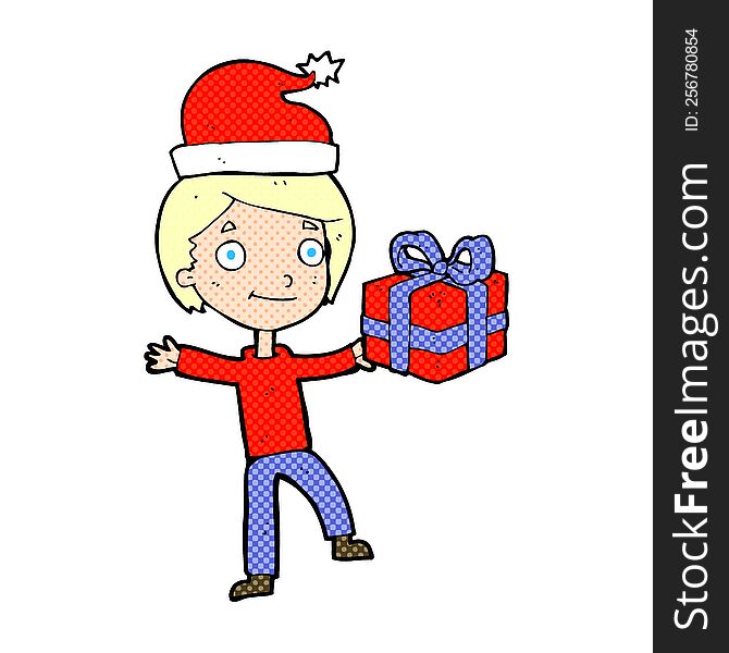 Cartoon Boy With Present