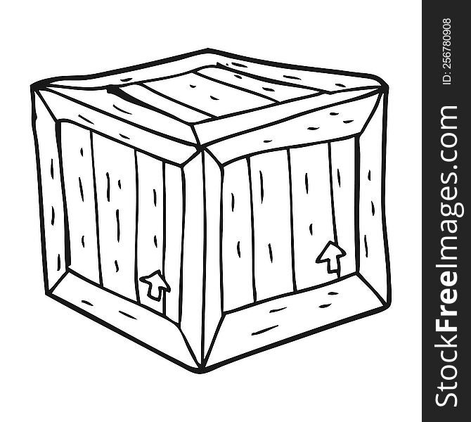 freehand drawn black and white cartoon box