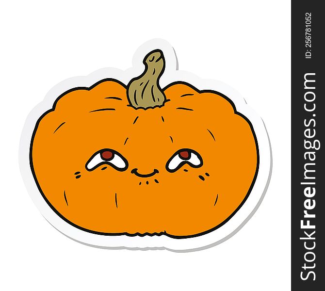 Sticker Of A Happy Cartoon Pumpkin