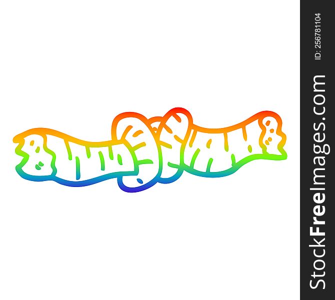 rainbow gradient line drawing of a cartoon tied rope