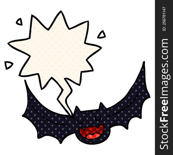 Cartoon Bat And Speech Bubble In Comic Book Style