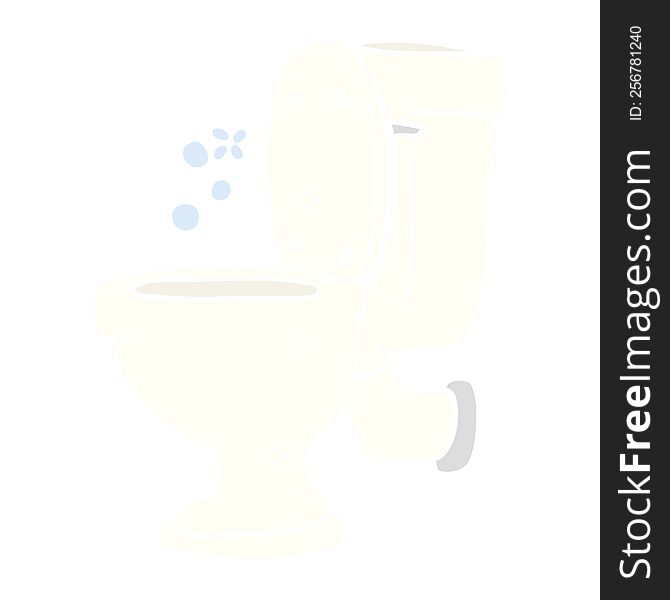Flat Color Illustration Of A Cartoon Toilet