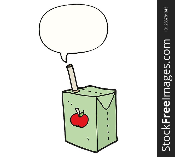 Cartoon Apple Juice Box And Speech Bubble