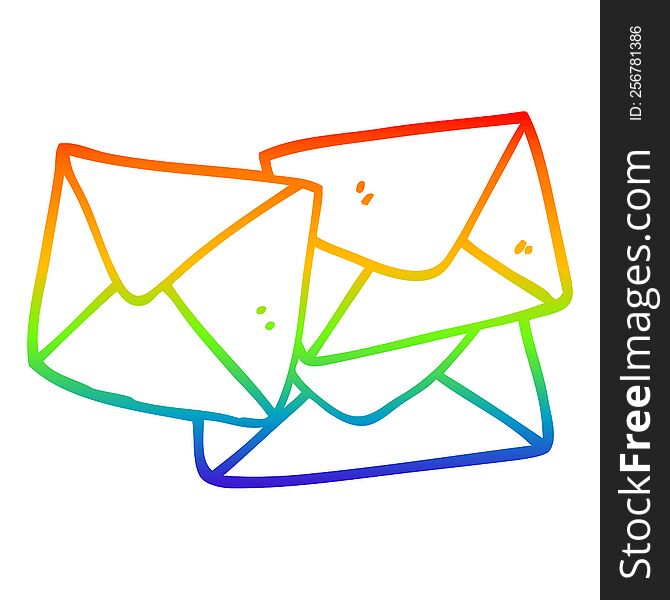 rainbow gradient line drawing of a cartoon letter