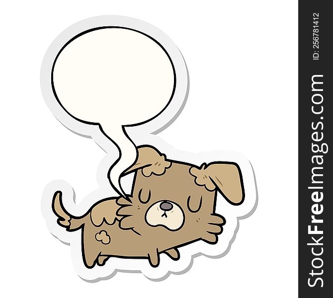 cartoon little dog with speech bubble sticker