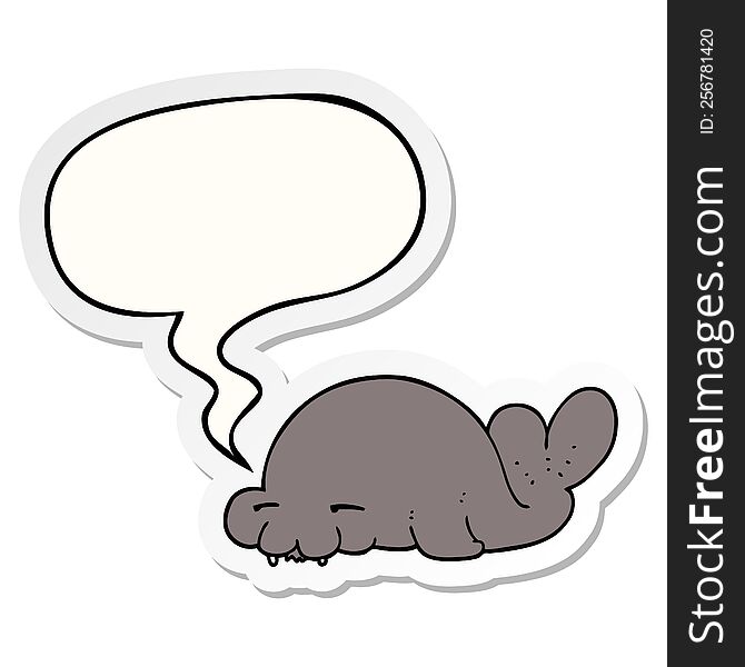 Cartoon Seal And Speech Bubble Sticker