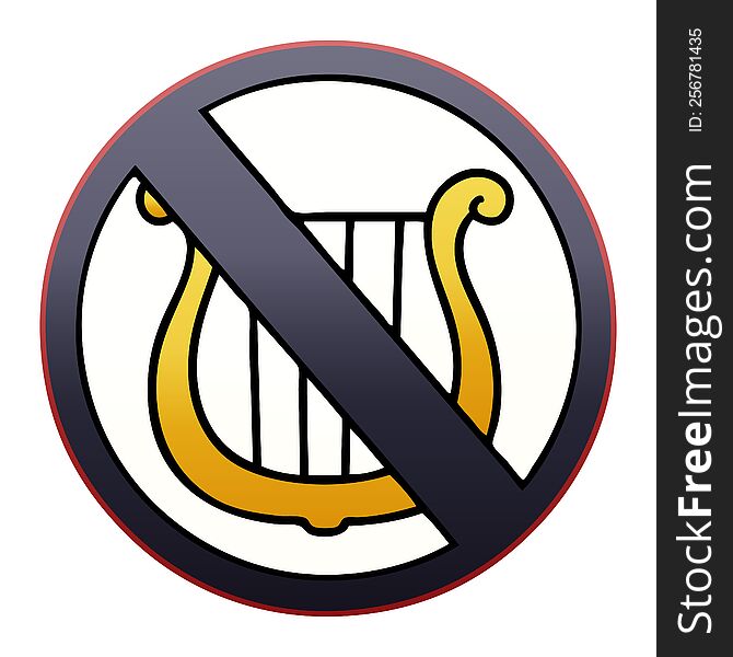 gradient shaded cartoon of a no harps allowed sign