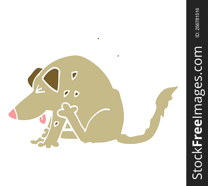 flat color illustration cartoon dog scratching
