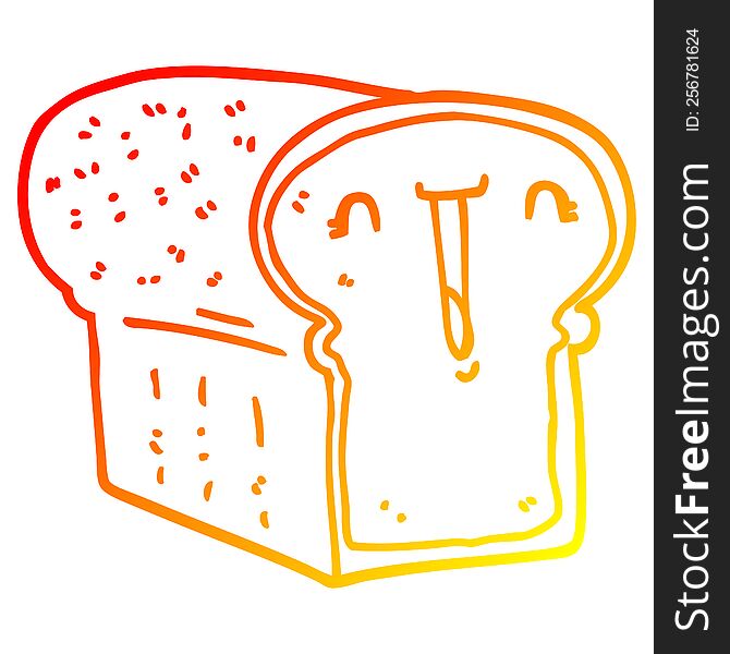 warm gradient line drawing of a cute cartoon loaf of bread