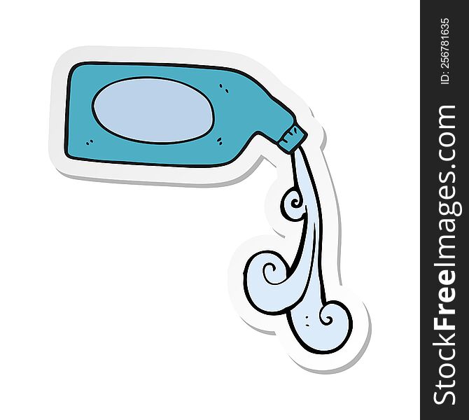 sticker of a cartoon cleaning product pouring