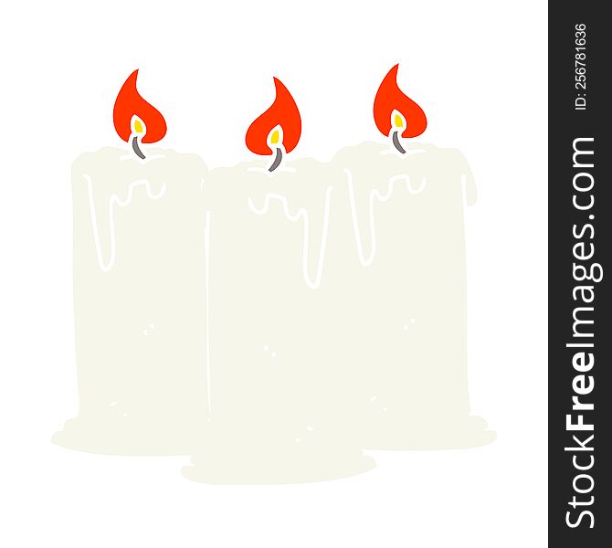 Flat Color Illustration Of A Cartoon Burning Candles