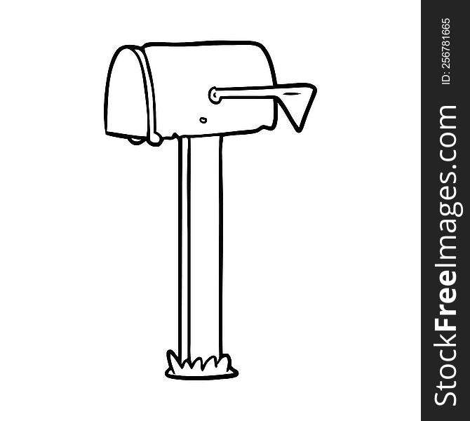 line drawing of a mailbox. line drawing of a mailbox