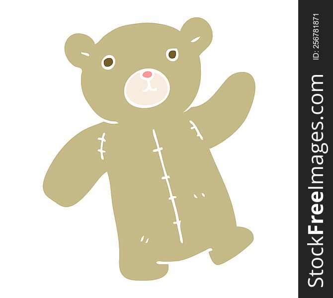 Flat Color Illustration Of A Cartoon Teddy Bear