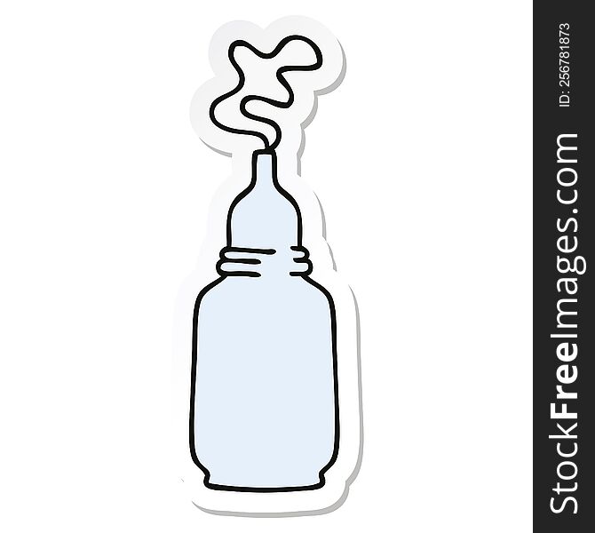 Sticker Of A Quirky Hand Drawn Cartoon Glass Bottled Potion