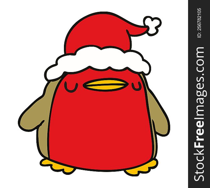 Christmas Cartoon Of A Kawaii Robin