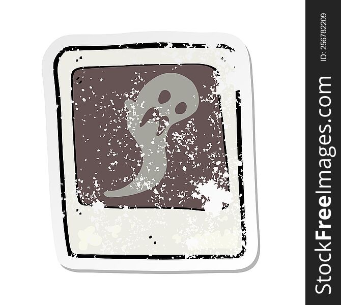 Retro Distressed Sticker Of A Cartoon Ghost In The Photograph