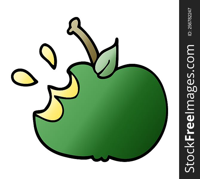 cartoon doodle juicy bitten apple