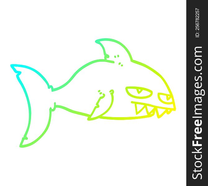 Cold Gradient Line Drawing Cartoon Deadly Shark