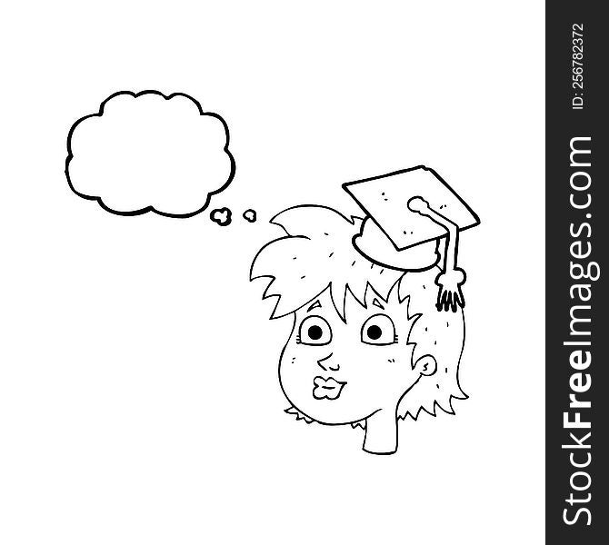 Thought Bubble Cartoon Graduate Woman