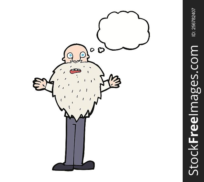 Cartoon Bearded Old Man With Thought Bubble