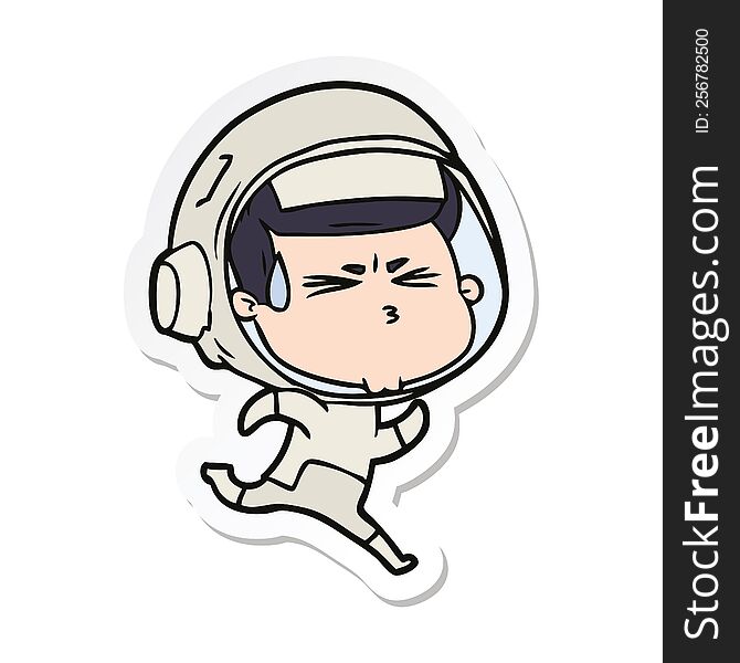 Sticker Of A Cartoon Stressed Astronaut