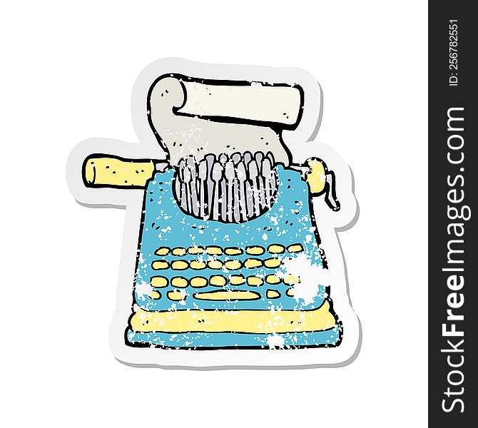 retro distressed sticker of a cartoon typewriter