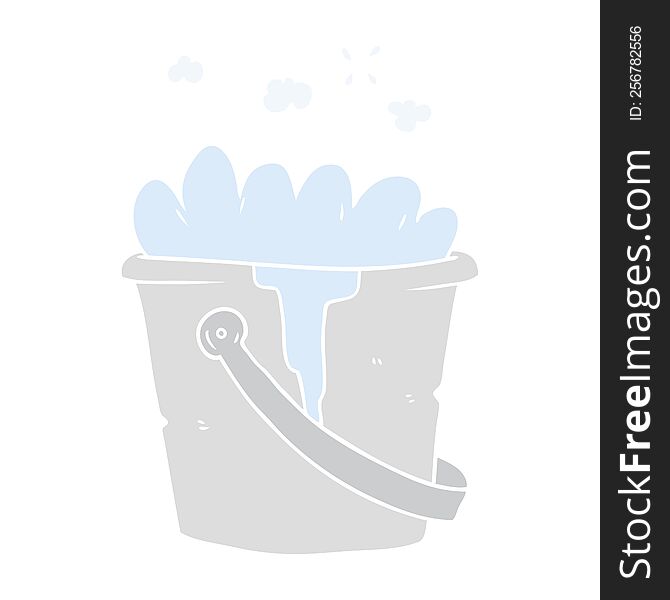 flat color style cartoon bucket of soapy water
