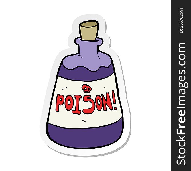sticker of a cartoon bottle of poison