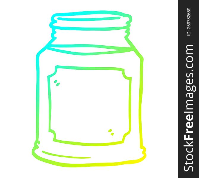 cold gradient line drawing of a cartoon liquid in a jar