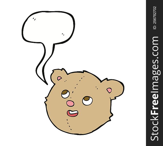 Cartoon Teddy Bear Head With Speech Bubble