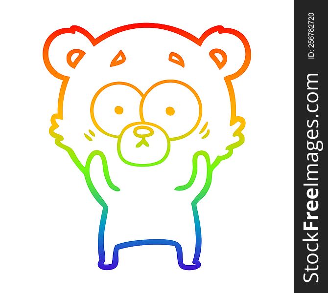 rainbow gradient line drawing surprised polar bear cartoon