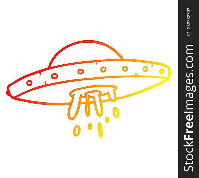 warm gradient line drawing of a flying UFO