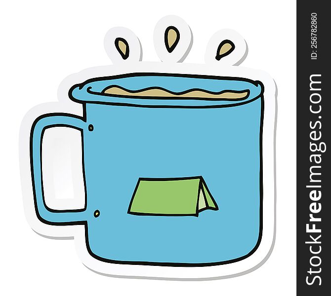 Sticker Of A Cartoon Camping Mug