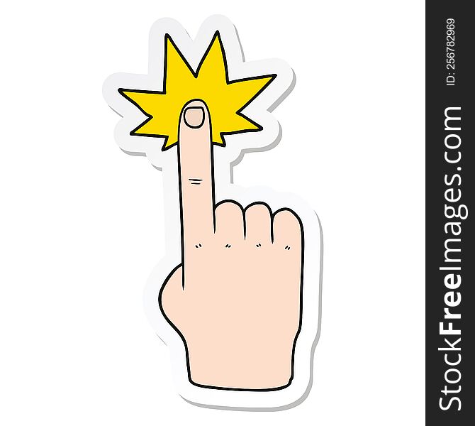 sticker of a cartoon pointing hand