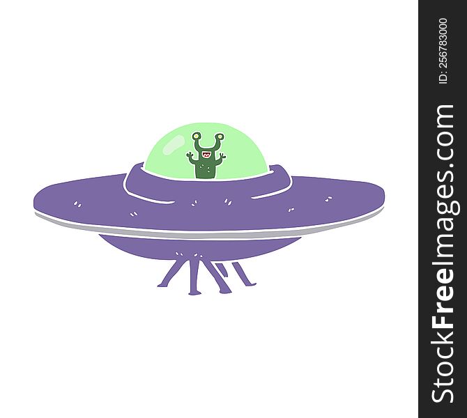 flat color illustration of alien spaceship. flat color illustration of alien spaceship
