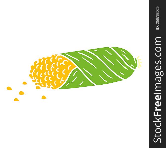 hand drawn cartoon doodle of fresh corn on the cob